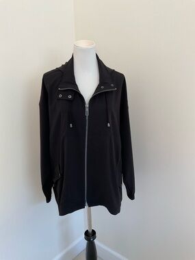 Chico's Zenergy Black Zip-Front Hooded Jacket